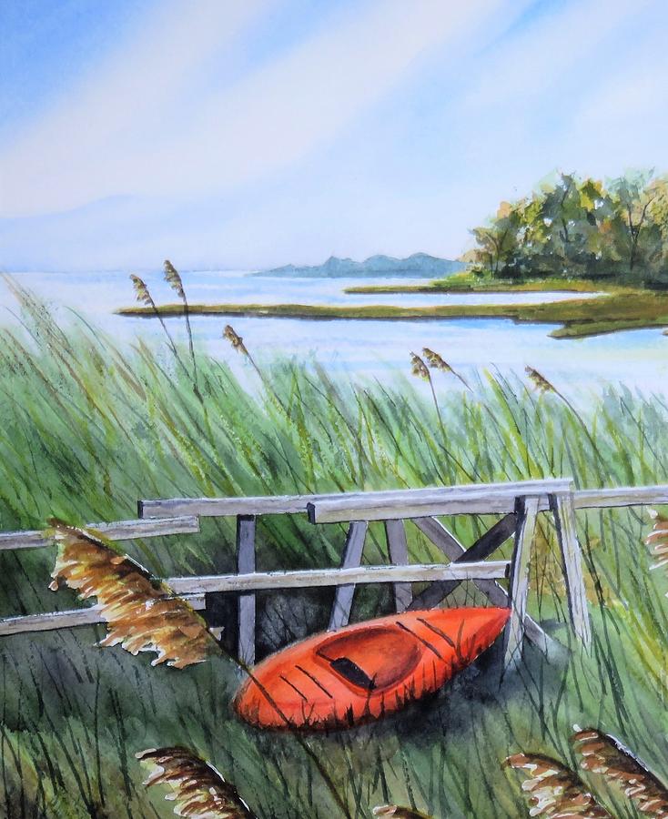The Orange Kayak Painting by Joseph Burger