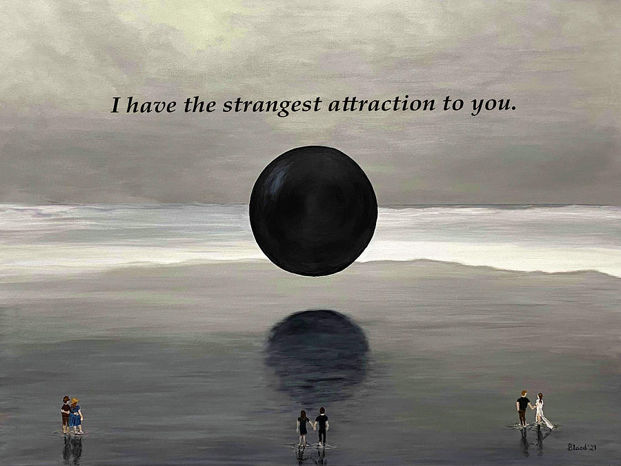 The Orb - Greeting Card with type - strange attraction Painting by Thomas Blood