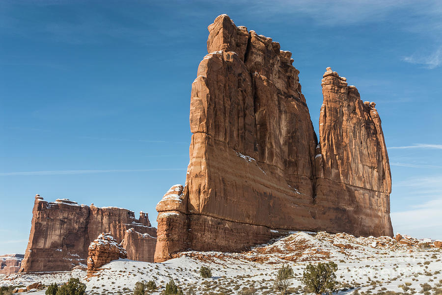 Arches National Park Photograph - The Organ at Courthouse Towers in Winter by John Arnaldi