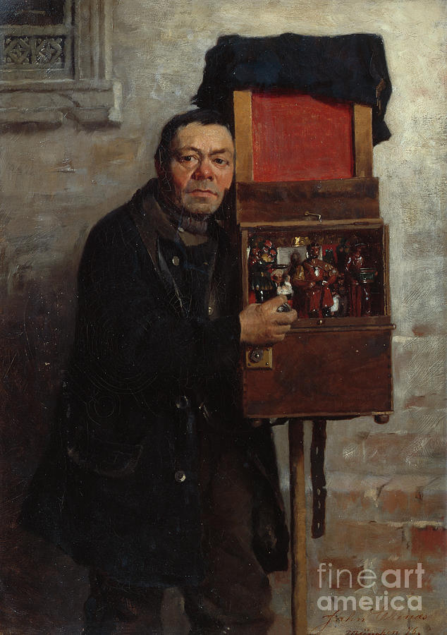 The organ grinder Painting by O Vaering by Jahn Ekenaes