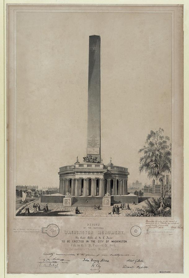 The Original Design Plan for The Washington Monument 1848 Drawing by ...