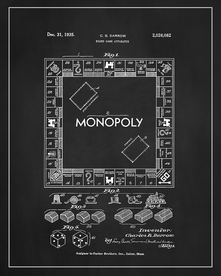 The Original Monopoly Game Patent Drawing Digital Art by Dale Kincaid The Original Monopoly Game Patent Drawing Digital Art by Dale Kincaid
