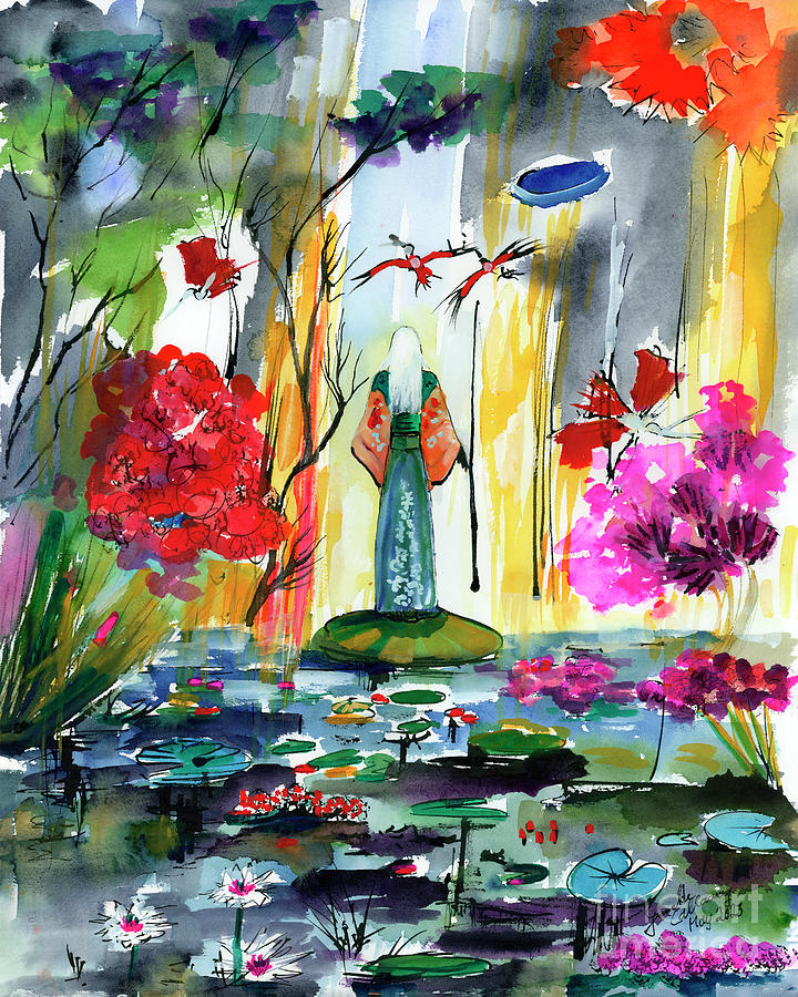 Figures In Nature Painting - The Other World She Watches by Ginette Callaway