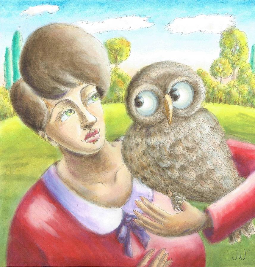 The owl handler Drawing by June Walker