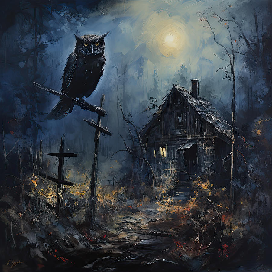 Owl Painting - The Owls Curse by Lourry Legarde