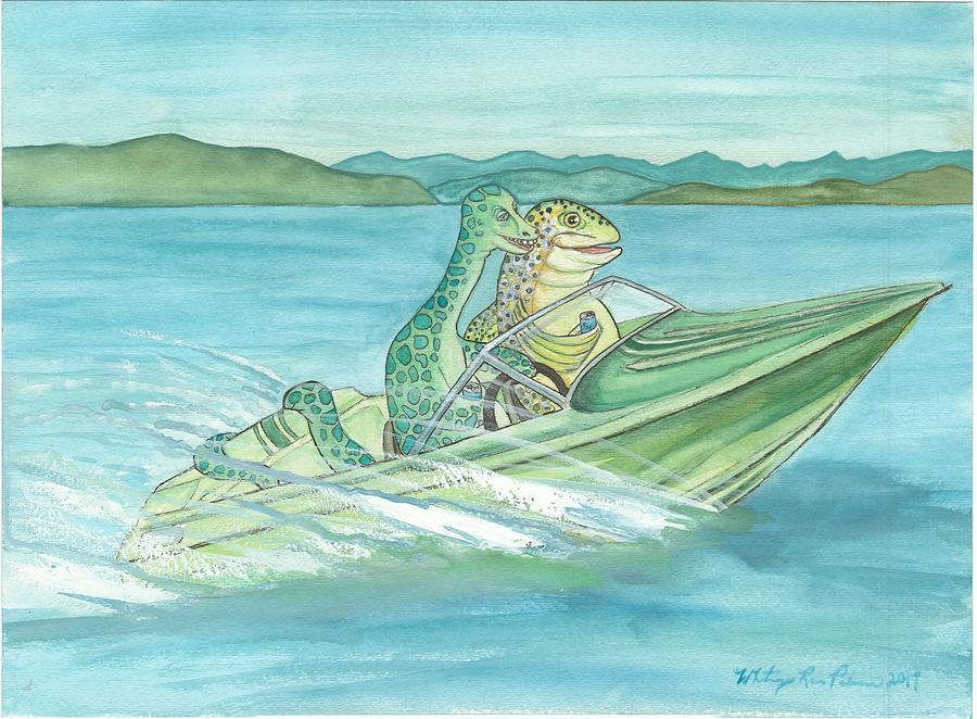 The Paddler and a Brook Trout go for Cruise Painting by Whitney Palmer
