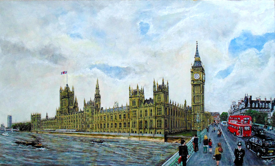 The Palace Of Westminster And Westminster Bridge London Painting by Mackenzie Moulton
