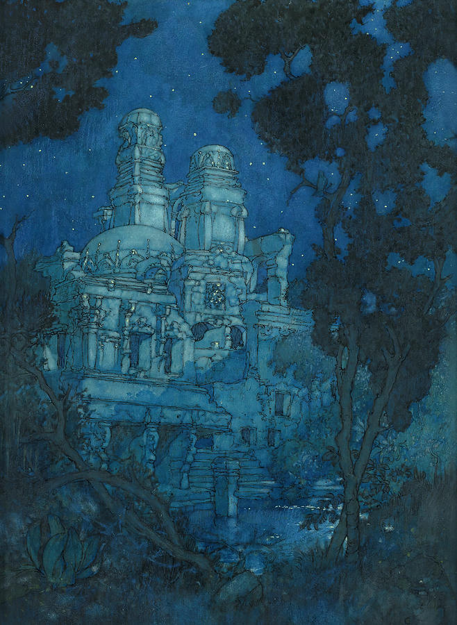 The Palace that to Heav'n his pillars threw Painting by Edmund Dulac ...