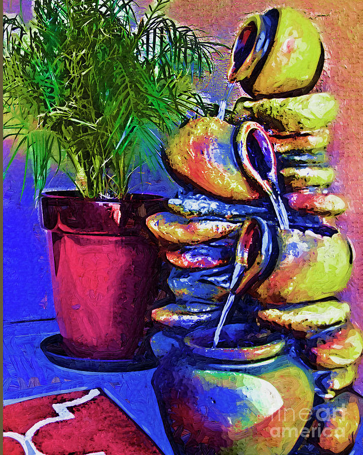 The Palm And The Fountain Digital Art by Kirt Tisdale