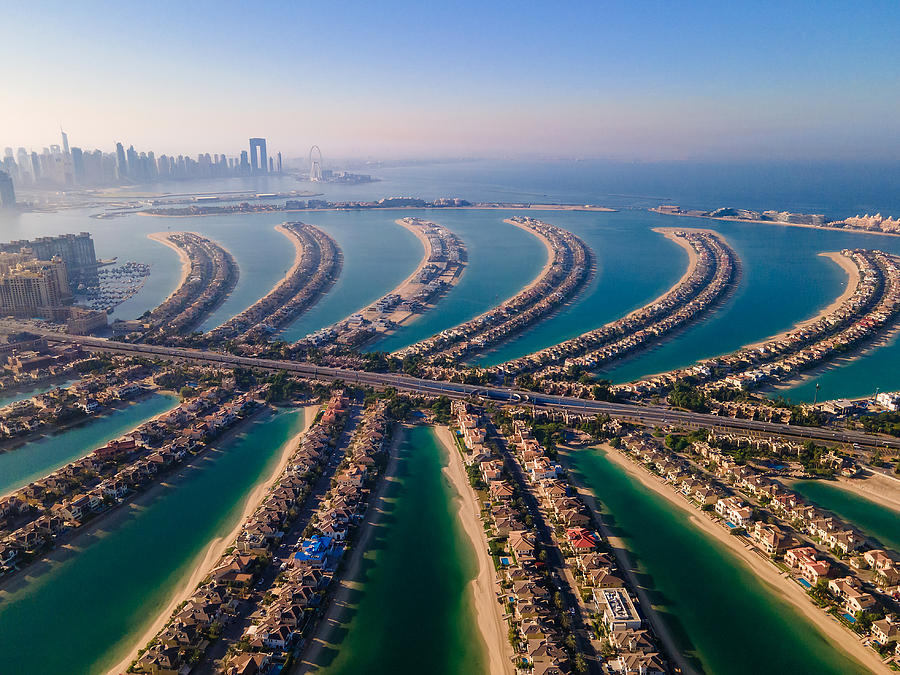 The Palm Jumeirah island in Dubai UAE aerial view Photograph by Stefan Tomic