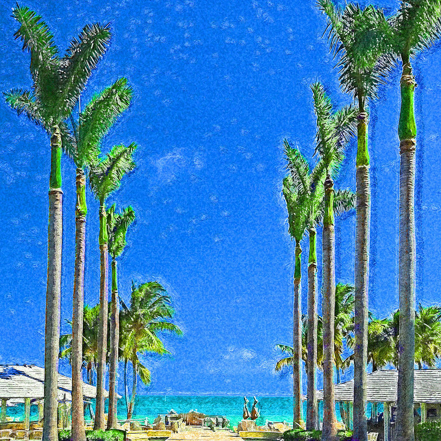The Palms of Casa Marina Impressionism Digital Art by Island Hoppers Art