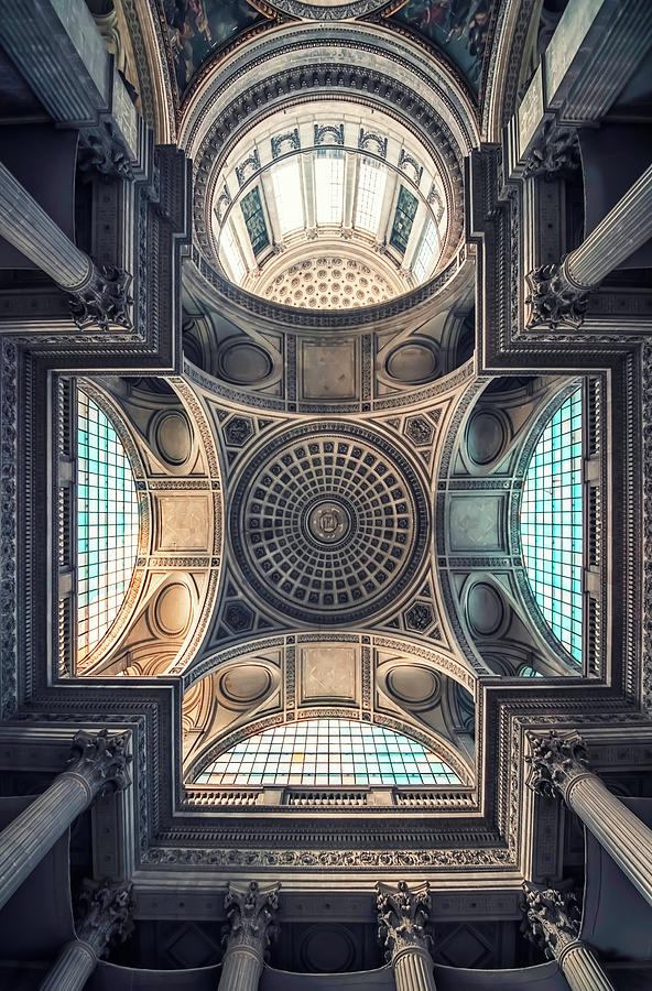 Architecture Photograph - The Pantheon Ceiling by Manjik Pictures