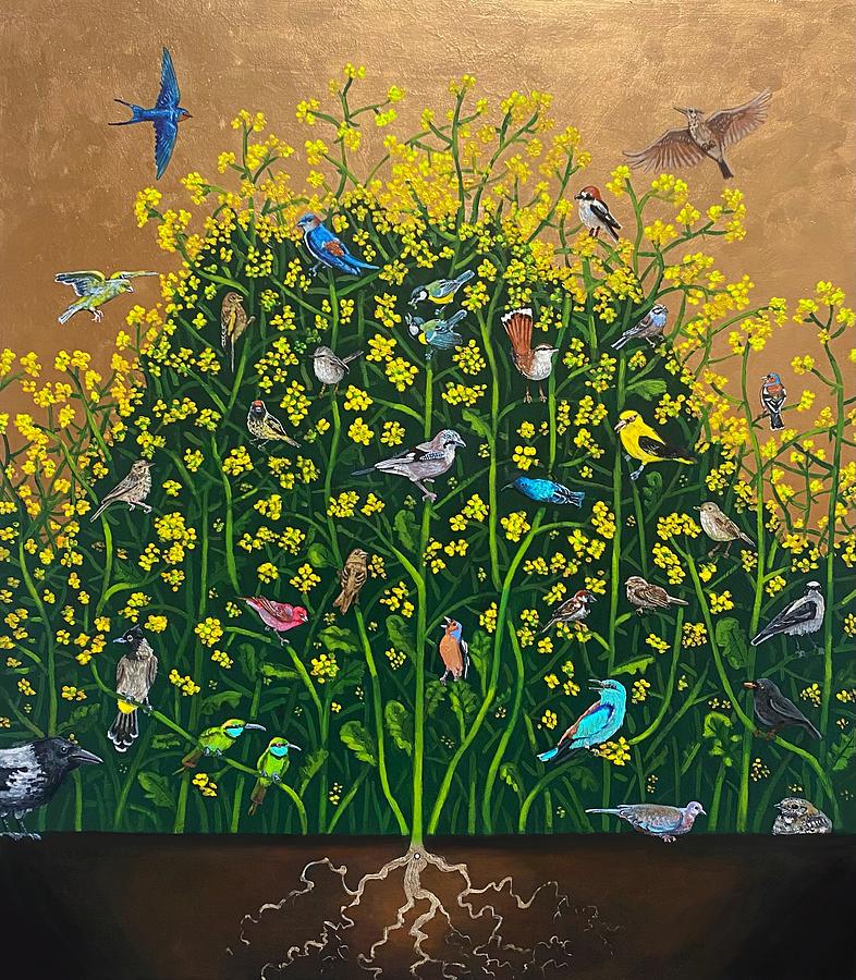 Bird Painting - The Parable of the Mustard Seed by Kelly Latimore