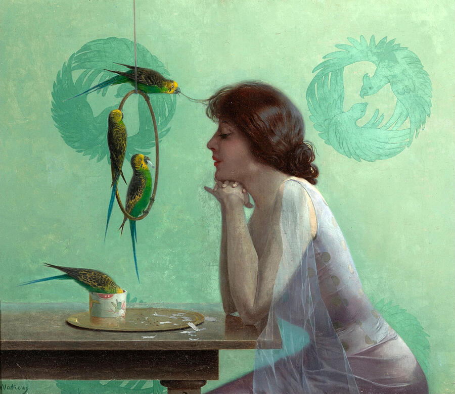 The Parakeet Ring by Harry Willson Watrous Painting by Harry Willson Watrous The Parakeet Ring by Harry Willson Watrous Painting by Harry Willson Watrous