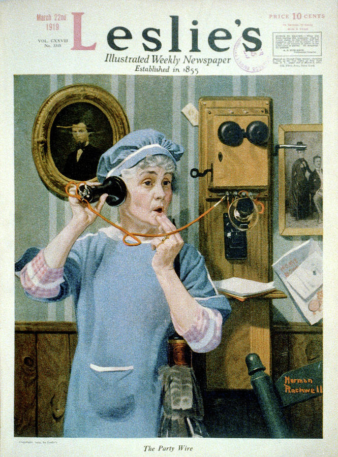 The Party Wire Leslies Magazine Cover Photograph by Norman Rockwell