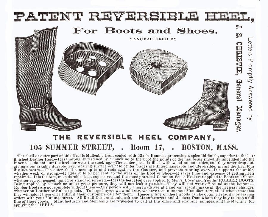Advertising The Patent Reversible Heel Co. Boston Art Print Mixed Media by Gary Roberts Advertising The Patent Reversible Heel Co. Boston Art Print Mixed Media by Gary Roberts