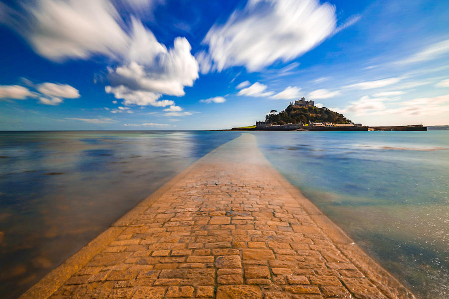 The Path Leading To St Michaels Mount Seen At Low Tide In Cornwall, England. Photograph