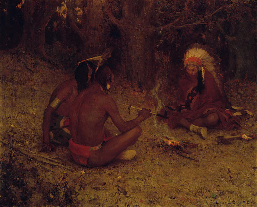 The Peace Pipe, 1901 Painting by Eanger Irving Couse The Peace Pipe, 1901 Painting by Eanger Irving Couse