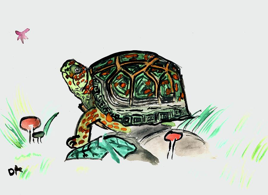 The Peaceful Turtle  Mixed Media by Daniella Alero