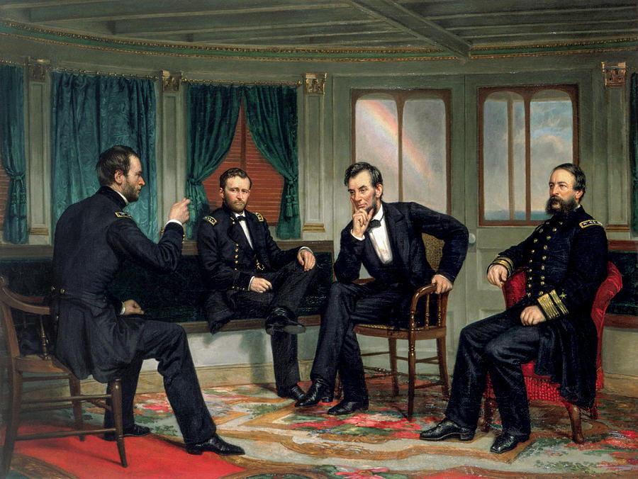 Abraham Lincoln Painting - The Peacemakers by George Peter Alexander Healy 1868 by George Peter Alexander Healy
