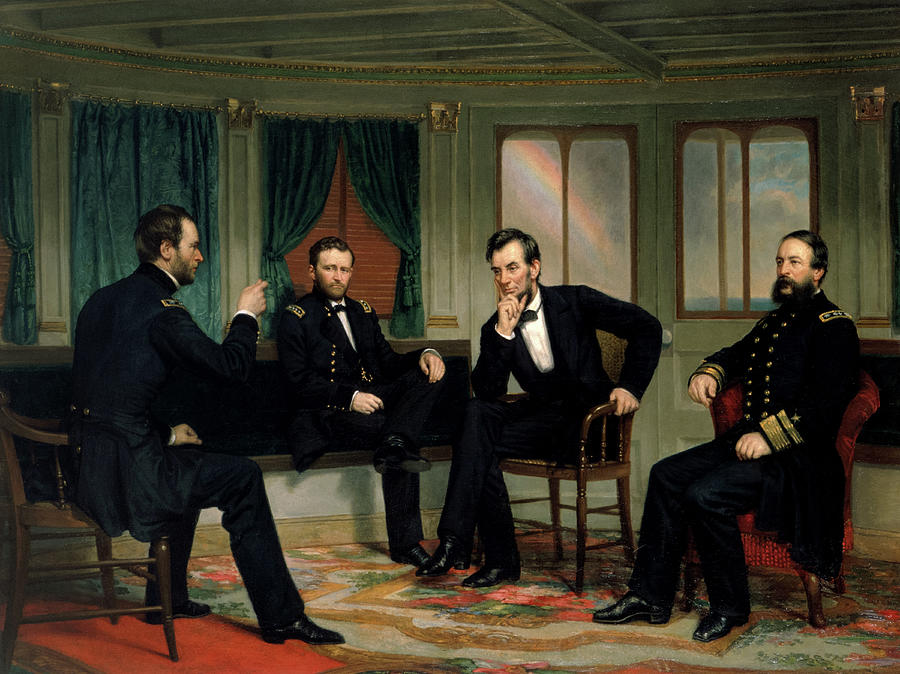 Abraham Lincoln Painting - The Peacemakers, Strategy Session by the Union High Command by George Peter Alexander Healy
