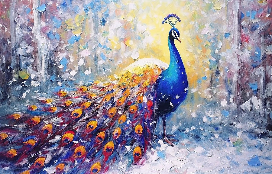 The Peacock King 02 Painting by Miki De Goodaboom
