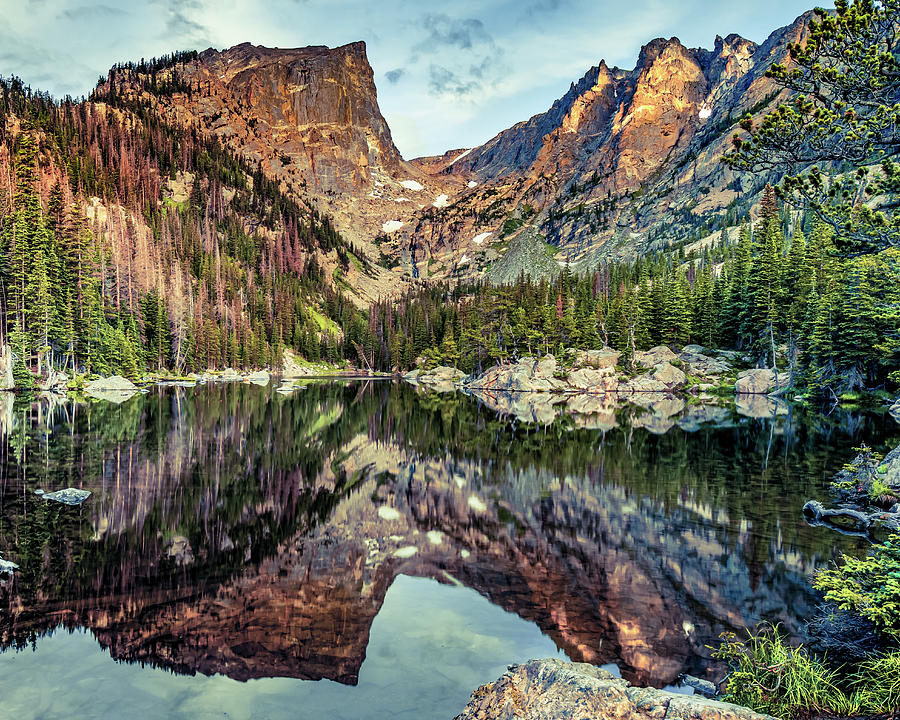 The Peaks Of The Rockies Over Dream Lake Photograph by Gregory Ballos ...