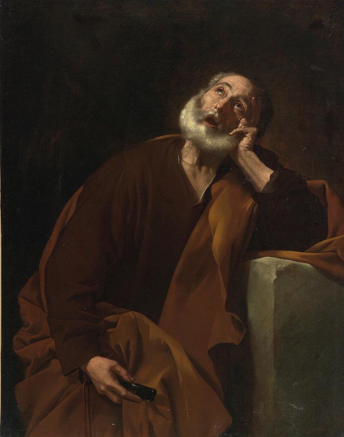 Ribera Painting -  The penitent Saint Peter by Jusepe de Ribera