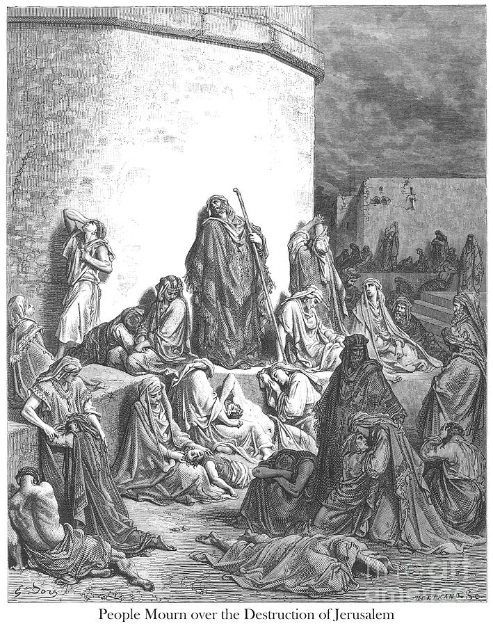 The People Mourning Over The Ruins Of Jerusalem By Gustave Dore V1 Drawing