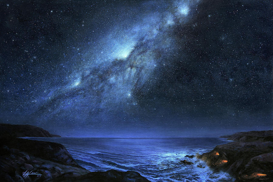 Milky Way Painting - The People of Pinnacle Point by Lucy West