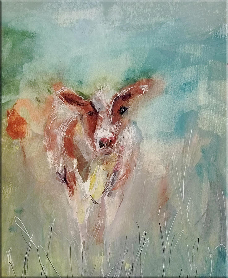 The Petting Pet Cow  Painting by Lisa Kaiser