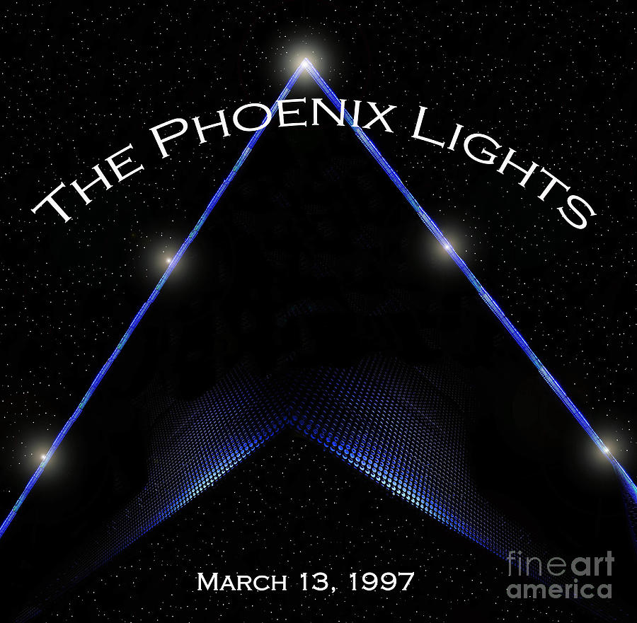 Phoenix lights 1997. Original painting on store canvas. 11x14in UFO art Space art