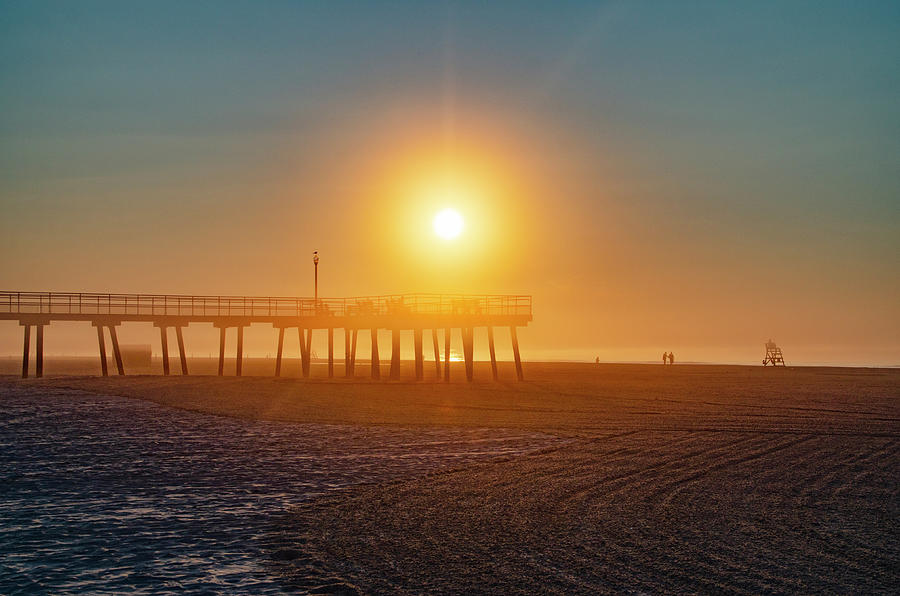 The Pier at Wildwood Crest - Sunrise Photograph by Bill Cannon