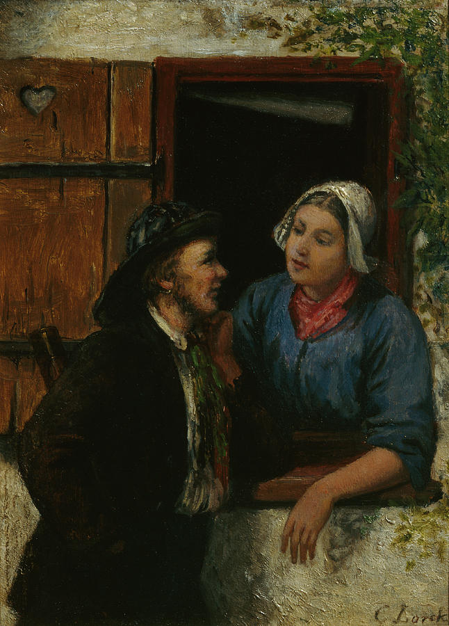 The pilot and his wife, 1881 Painting by O Vaering by Carl Lorck