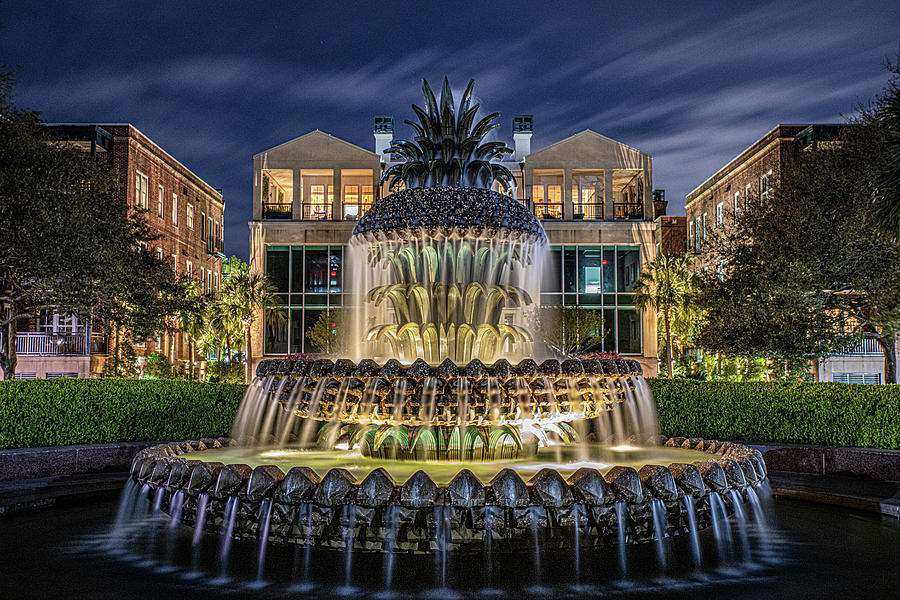 The Pineapple Fountain at Charlestons Waterfront Park Photograph by Douglas Wielfaert