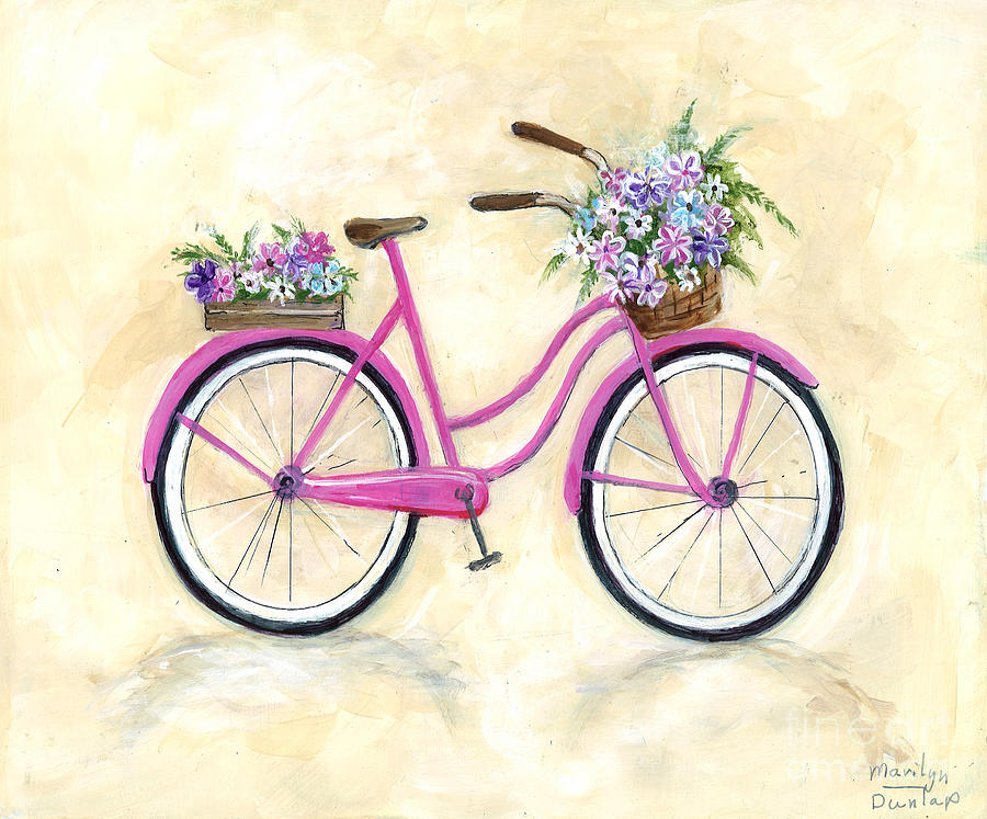 The Pink Bike Painting by Marilyn Dunlap