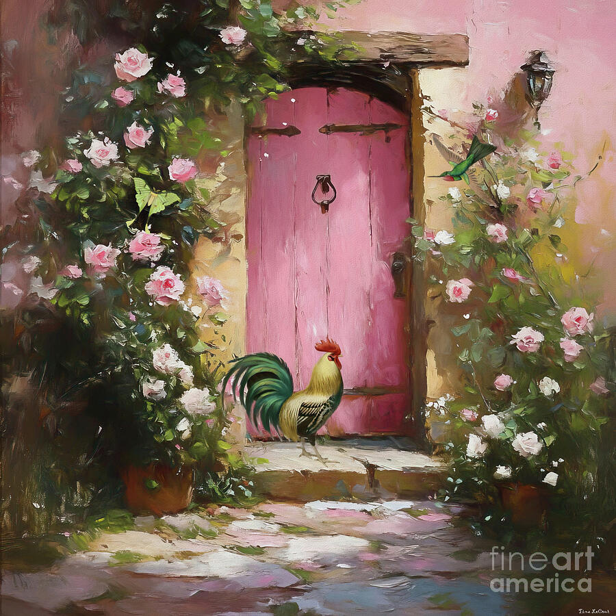 The Pink Garden Door Painting by Tina LeCour The Pink Garden Door Painting by Tina LeCour