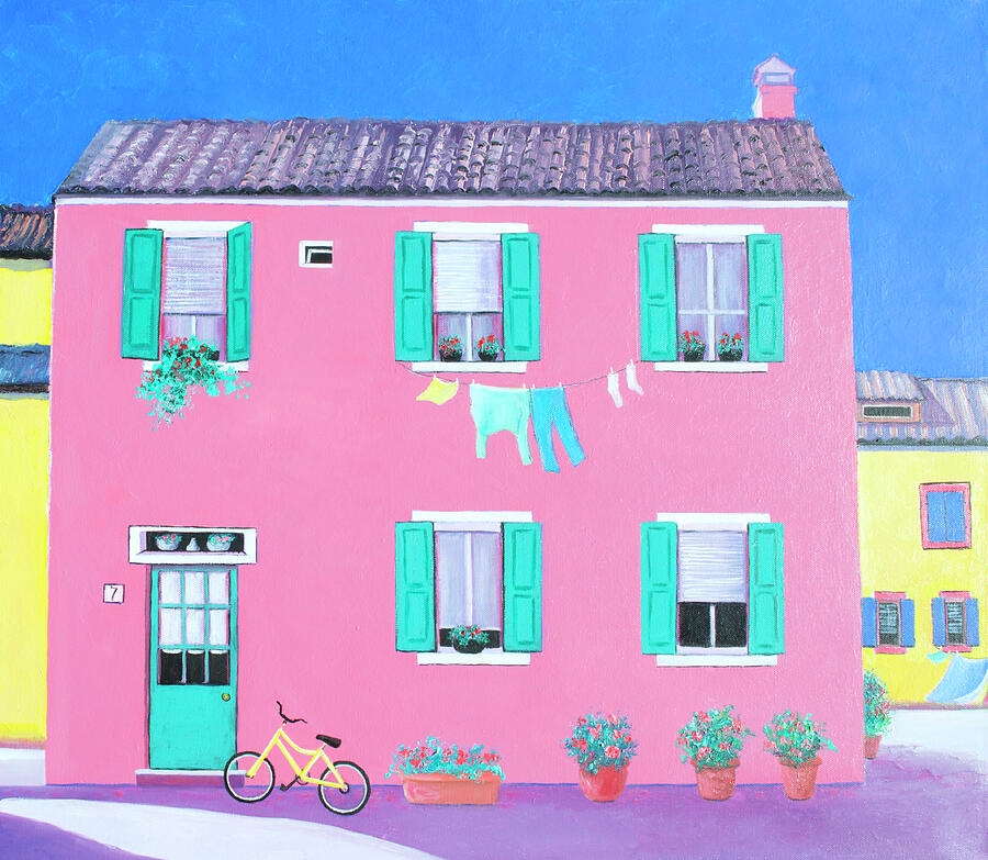 The Pink House on the Island of Burano Painting by Jan Matson