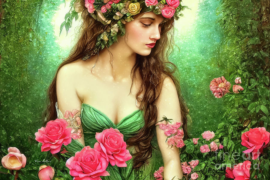 The Pink Rose Goddess Painting by Tina LeCour