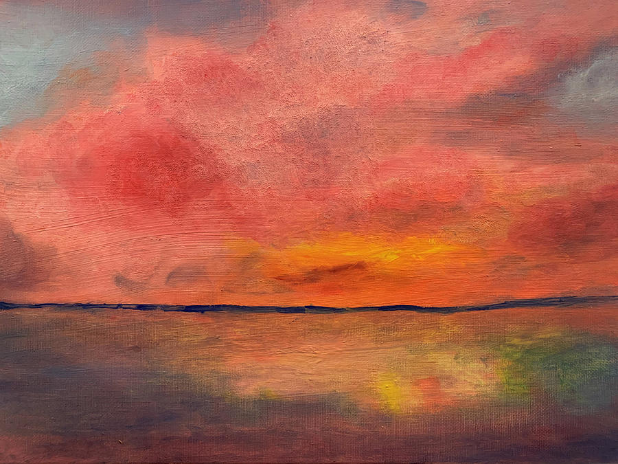 The Pink Sunset Painting by Susan Grunin