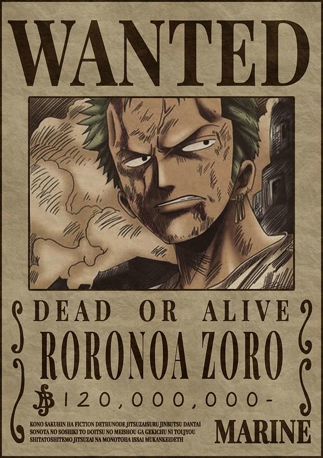 The Pirate Hunter Zoro Roronoa - One Piece Wanted Bounty Poster Poster ...