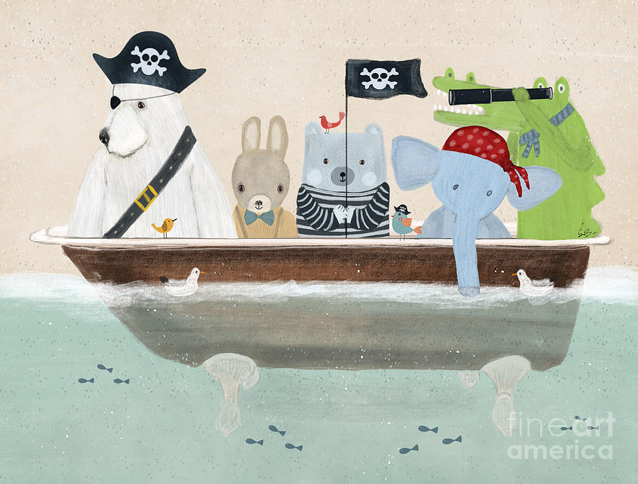 Childrens Painting - The Pirate Tub by Bri Buckley