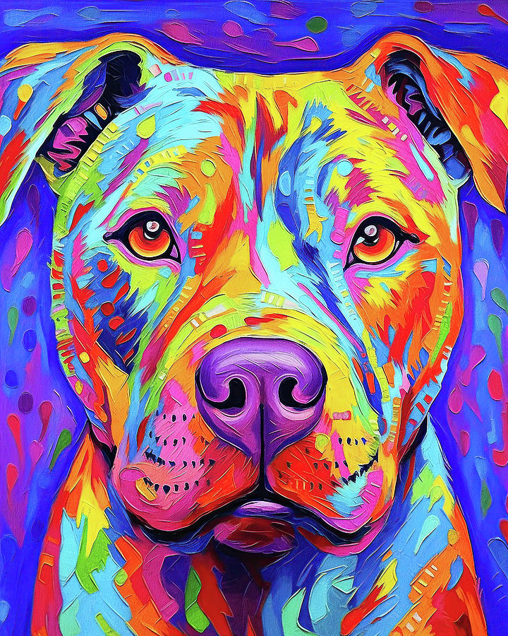 The Pitbull Dog 005 - Zetton Ziana Painting By Zetton Ziana - Fine Art 