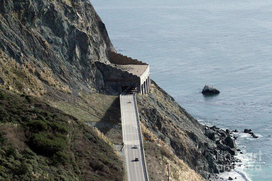 Bridge Photograph - The Pitkins Curve bridge and  Rain Rocks rock shed..  Dec. 2017 by Monterey County Historical Society