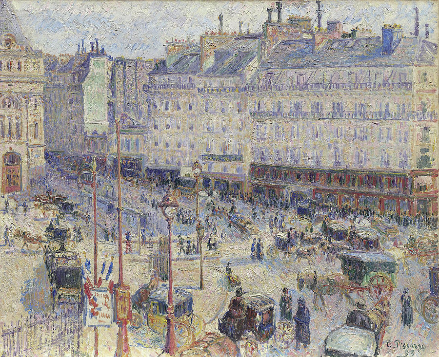 The Place du Havre, Paris. Camille Pissarro, French, 1830-1903. Painting by Camille Pissarro