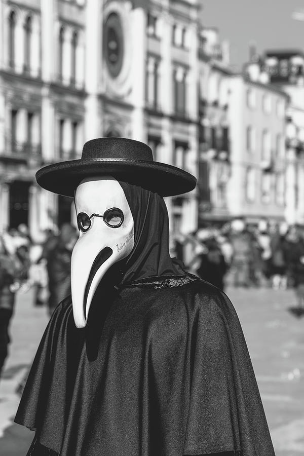 The Plague Doctor. Venice In Black And White. Italy Photograph