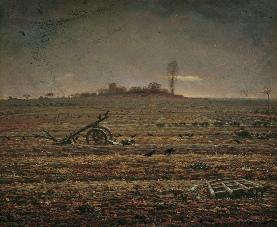 The Plain of Chailly with Harrow and Plough Painting by Jean-Francois Millet