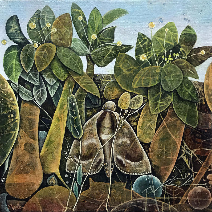 The Plant and the Moth Painting by Linda Apple