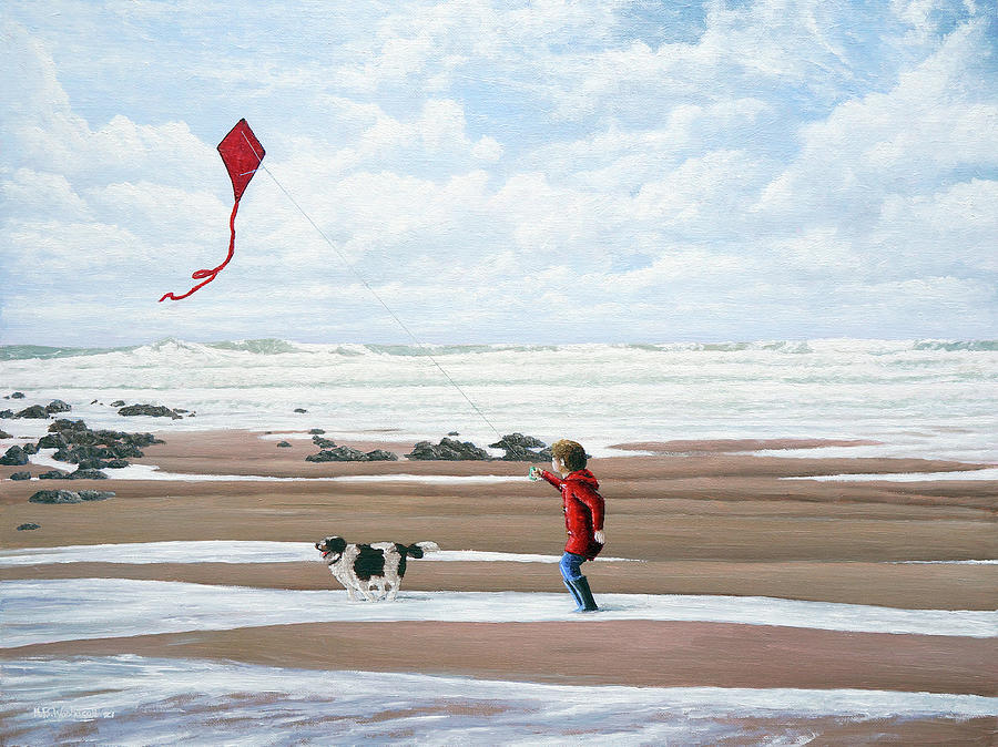 North Devon Painting - The Play of the Air and Shoreline Breeze by Mark Woollacott