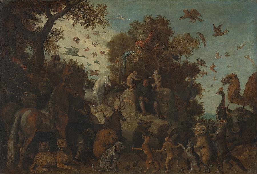 The Poet At The Feast Of The Animals Crowned By Two Monkeys, Painting